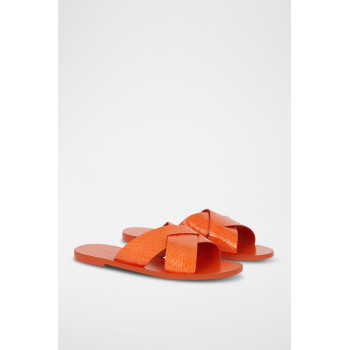 Mules en cuir - Orange - 02 - 30777663