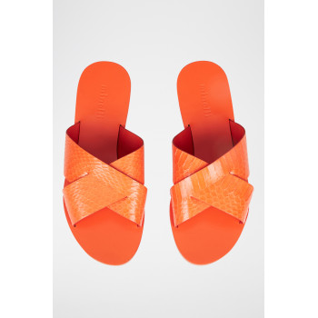 Mules en cuir - Orange - 02 - 30777663