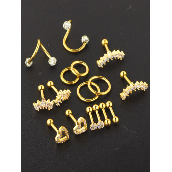 16 Pièces 16g De Bijoux De Perçage De Tragus De Boucle D'oreille De Cartilage, Boucles D'oreilles De Daith, Goujon D'hélice De Coquille, Vis, Boucles D'oreilles En Zircone Cubique, Cercle Pour Femmes - 20932534