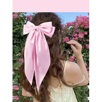 3 pièces Clips à cheveux en satin de soie de couleur unie extra larges pour femmes, accessoires de cheveux élégants avec nœud papillon, style minimali , lavage du visage, maquillage - 38793095