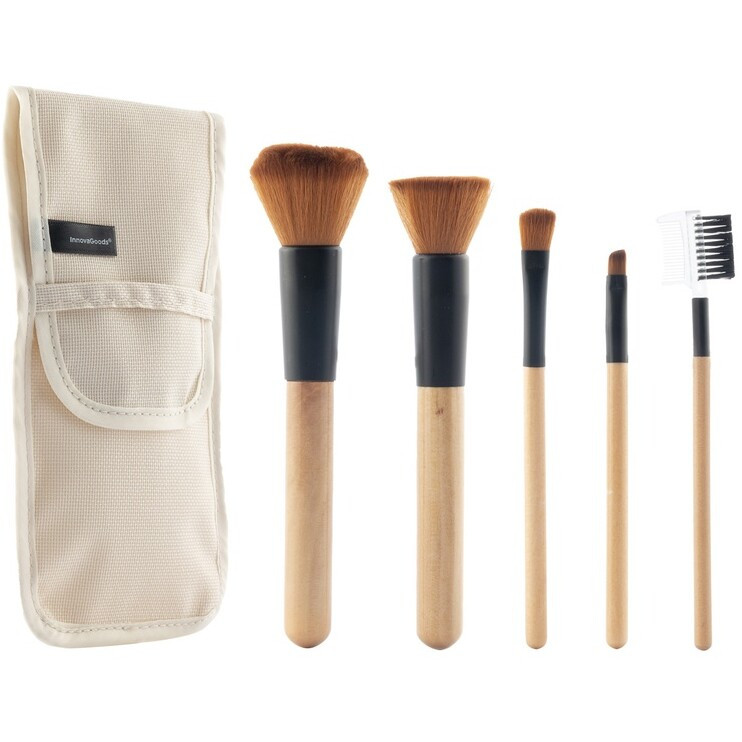 Kit de 5 pinceaux pour maquillage - Teint, yeux & lèvres - Bois - 03 - 32786462