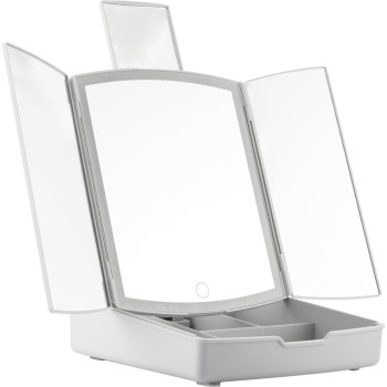 Miroir LED pliable avec compartiments - Blanc - 03 - 32795263