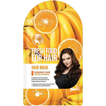 Masque réparateur unidose en tissu - Orange & banane - Cheveux colorés & abîmés - 03 - 32796298