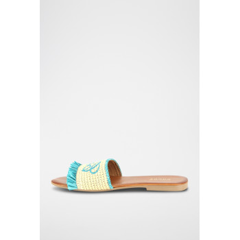 Mules en paille Moncoeur - Turquoise et Jaune - 02 - 32779206