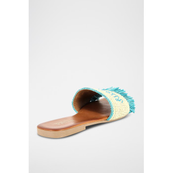 Mules en paille Moncoeur - Turquoise et Jaune - 02 - 32779206