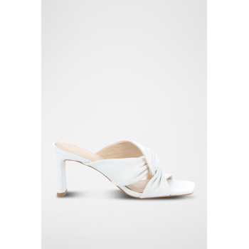 Mules à talons en cuir Elegance - Blanc - 02 - 32779207