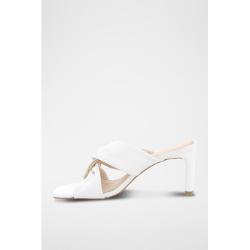 Mules à talons en cuir Elegance - Blanc - 02 - 32779207