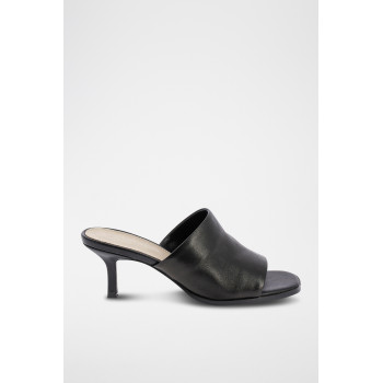 Mules à talons en cuir Evocatrice - Noir - 02 - 32779247