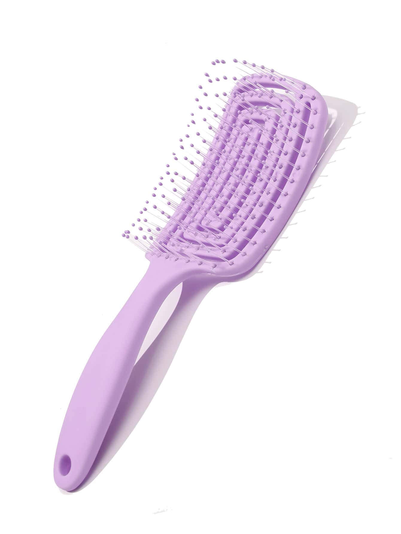 1 pièce Peigne de massage élastique de peinture unie avec design ajouré Brosse à cheveux - 12105534