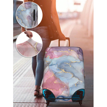 Housse de protection pour bagages à motif marbre, étui de protection pour valise à roulettes, impression complète, housse élastique anti-poussière de  s, femmes, pour les vacances, les vacances en plein air - 23592631