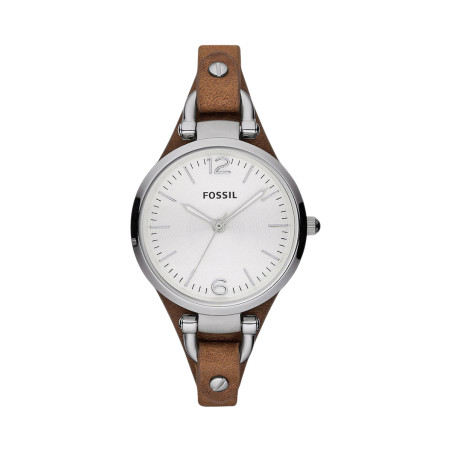 Montre à quartz en cuir - Marron et argenté - 02 - 32893260