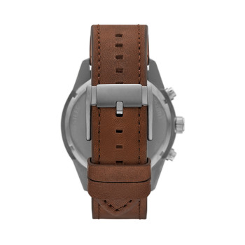 Montre à quartz en cuir Brox - Marron et argenté - 02 - 32893291