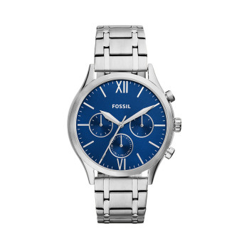 Montre à quartz en acier Fenmore - Argenté et bleu - 02 - 32893293