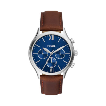 Montre à quartz en cuir - Marron et bleu - 02 - 32893294