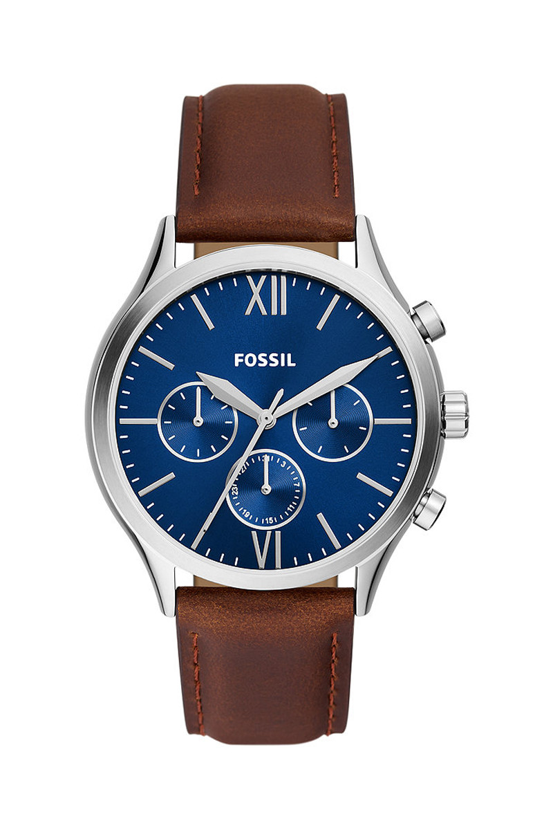 Montre à quartz en cuir - Marron et bleu - 02 - 32893294