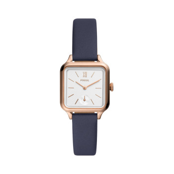 Montre à quartz en cuir - Bleu et doré rose - 02 - 32893303