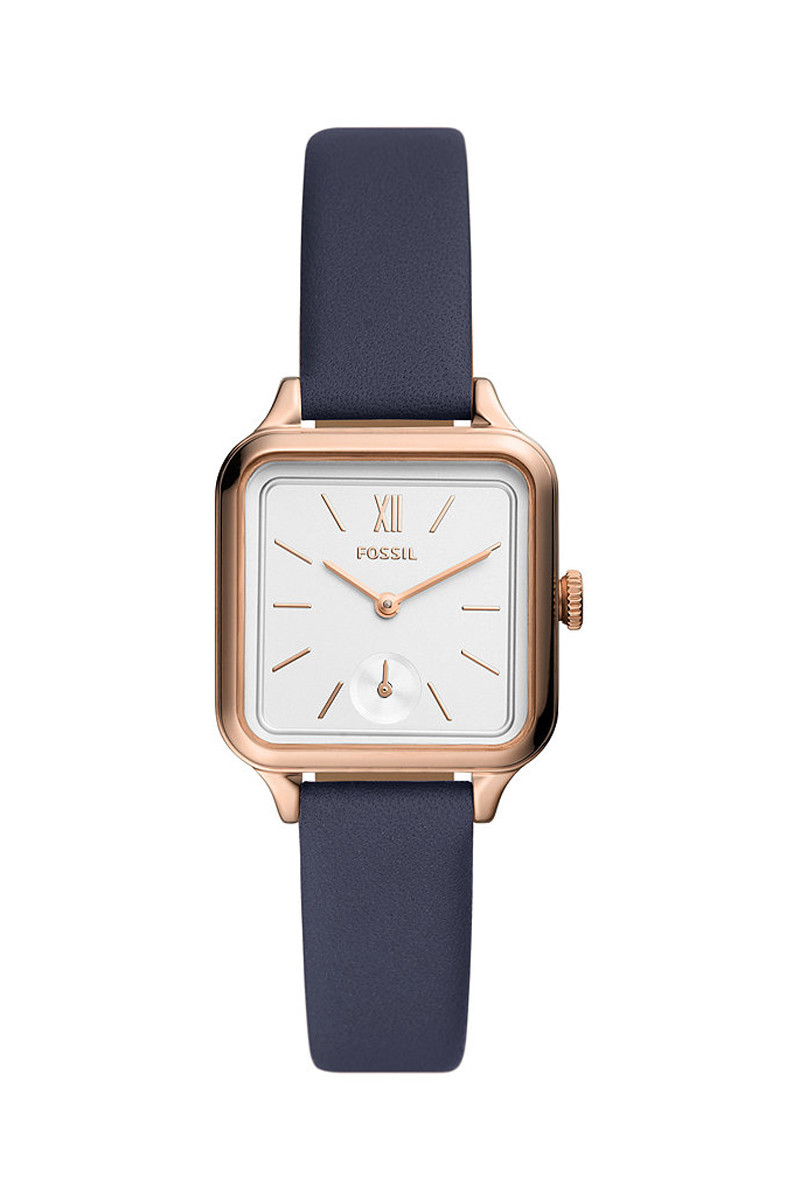 Montre à quartz en cuir - Bleu et doré rose - 02 - 32893303