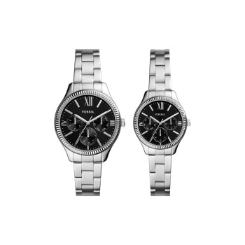 Coffret 2 montres à quartz en acier Rye - Argenté et noir - 02 - 32893310