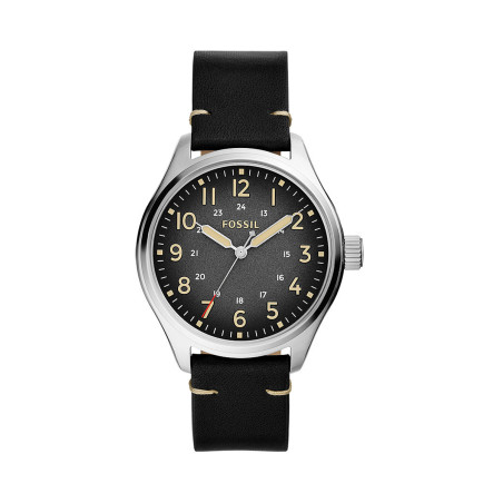 Montre à quartz en cuir - Noir - 02 - 32893336