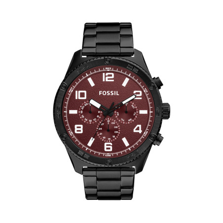 Montre à quartz en acier - Noir et bordeaux - 02 - 32893339