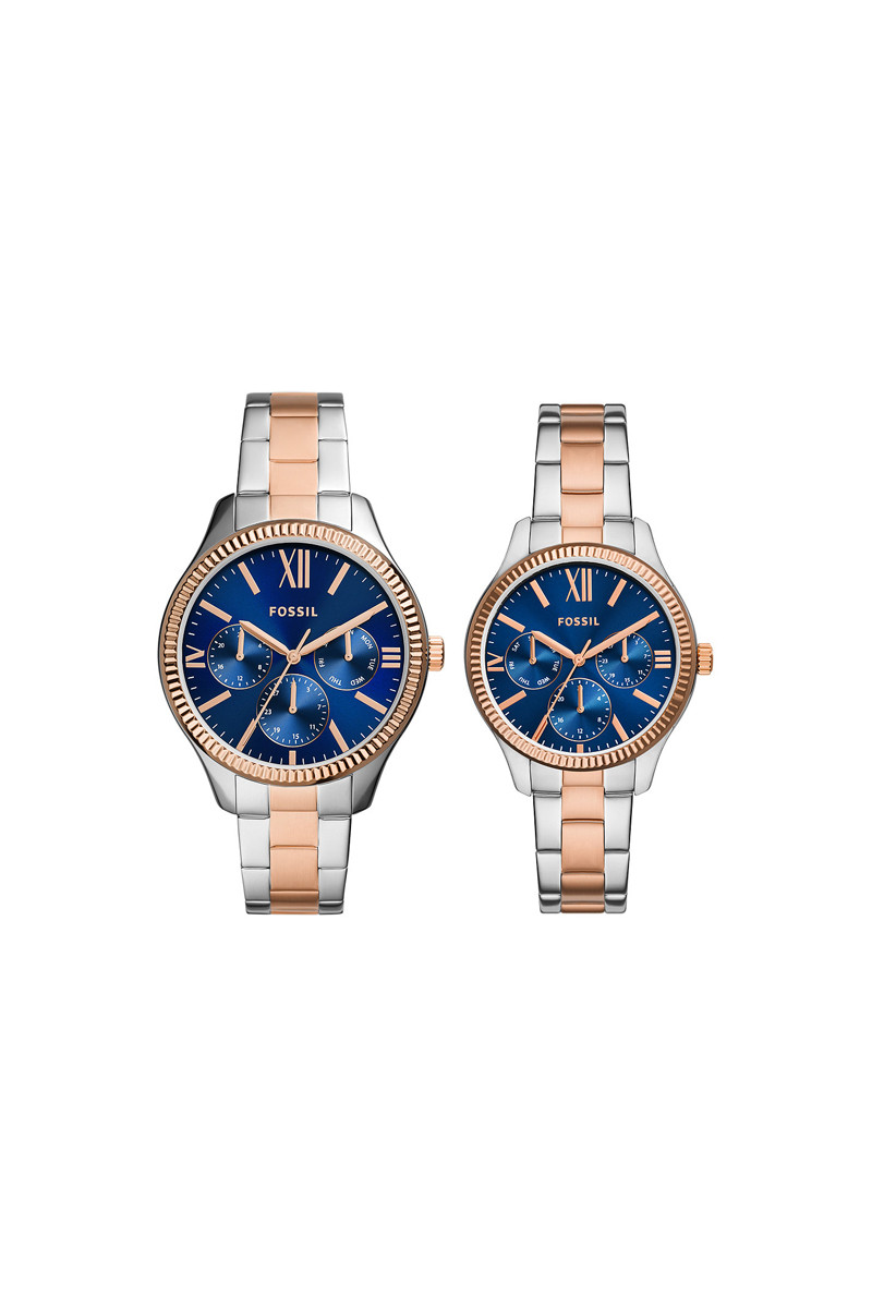 2 montres à quartz en acier - Argenté et doré rose - 02 - 32893376