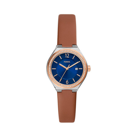 Montre à quartz en cuir Eevie - Marron et doré rose - 02 - 32893432