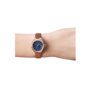 Montre à quartz en cuir Eevie - Marron et doré rose - 02 - 32893432