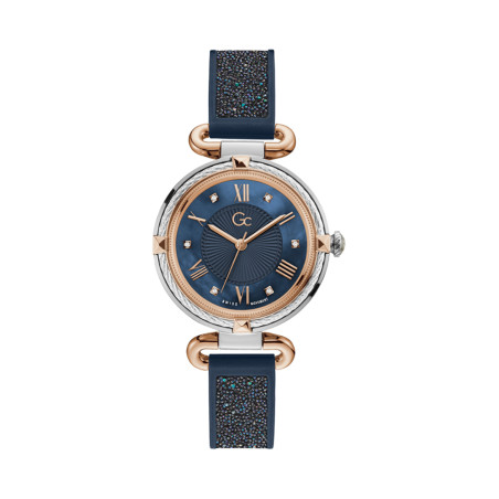 Montre à quartz en silicone ornée de cristaux Swarovski - Bleu marine et argenté - 02 - 32893496