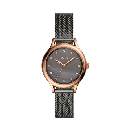 Montre à quartz en acier - Anthracite et doré rose - 02 - 32893551