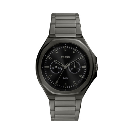 Montre à quartz en acier - Gris métallisé et noir - 02 - 32893554