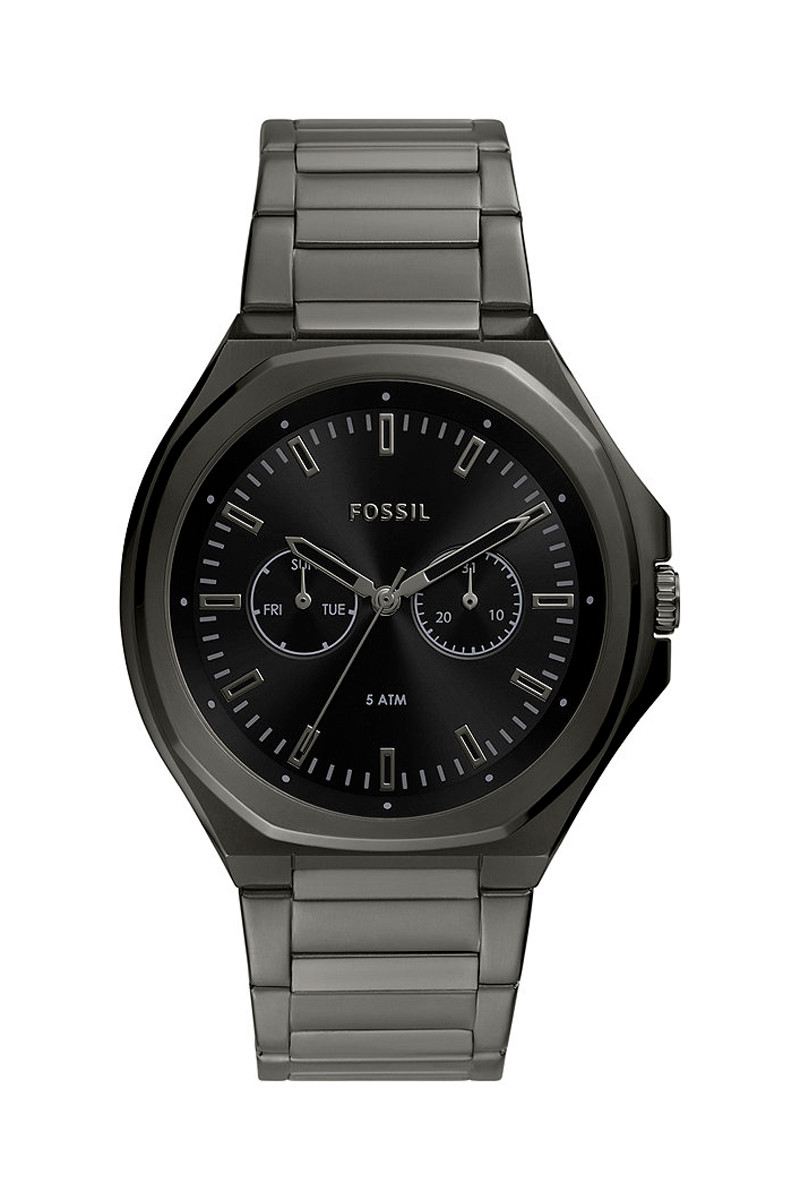 Montre à quartz en acier - Gris métallisé et noir - 02 - 32893554