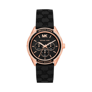 Montre à quartz en silicone Brynn - 
Noir et doré rose - 02 - 32893655