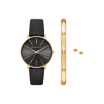 Coffret montre à quartz en cuir et bracelet Pyper - Doré et noir - 02 - 32893656