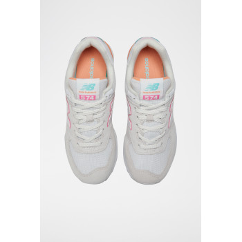 Sneakers en nubuck 574 - Gris clair et rose - 02 - 32922529