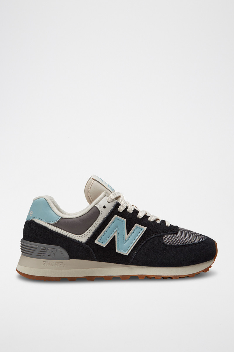 Sneakers en nubuck 574 - Noir et bleu - 02 - 32922651