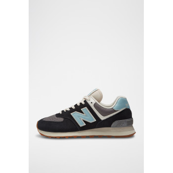 Sneakers en nubuck 574 - Noir et bleu - 02 - 32922651