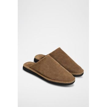 Mules fourrées en nubuck - Marron - 02 - 32844798