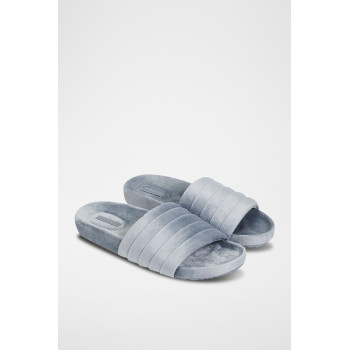 Mules en velours - Gris - 02 - 32844805