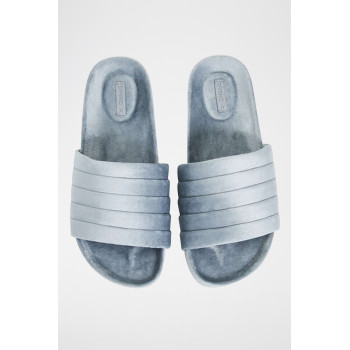 Mules en velours - Gris - 02 - 32844805