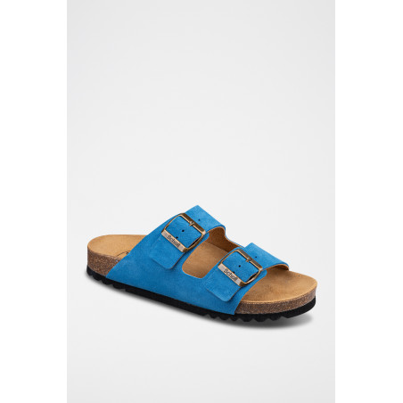 Mules en nubuck Joséphine - Bleu - 02 - 32897845