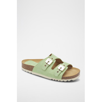 Mules en nubuck Alba - Vert pâle - 02 - 32897972