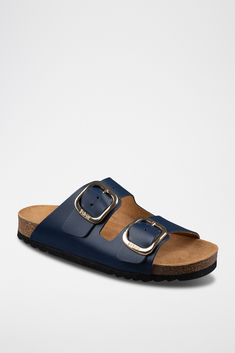 Mules en cuir Noelle - Bleu marine - 02 - 32897982