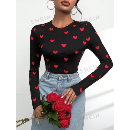 SHEIN Essnce T-shirt pour femmes pour la Saint-Valentin - 27700572