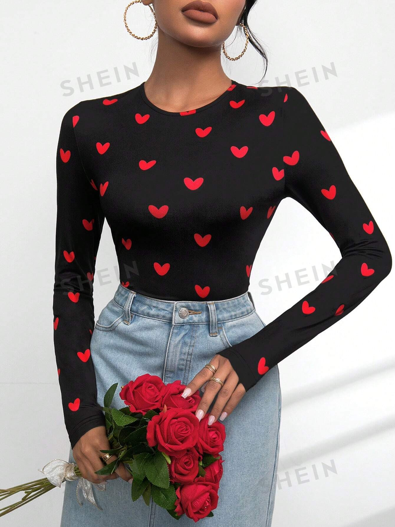 SHEIN Essnce T-shirt pour femmes pour la Saint-Valentin - 27700572