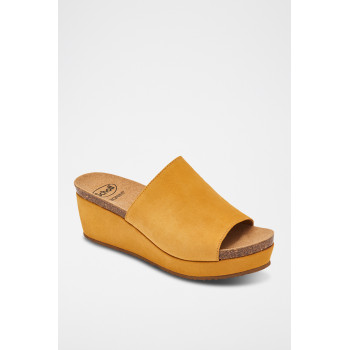 Mules compensées en nubuck Malaga - 
Ocre - 02 - 32898096