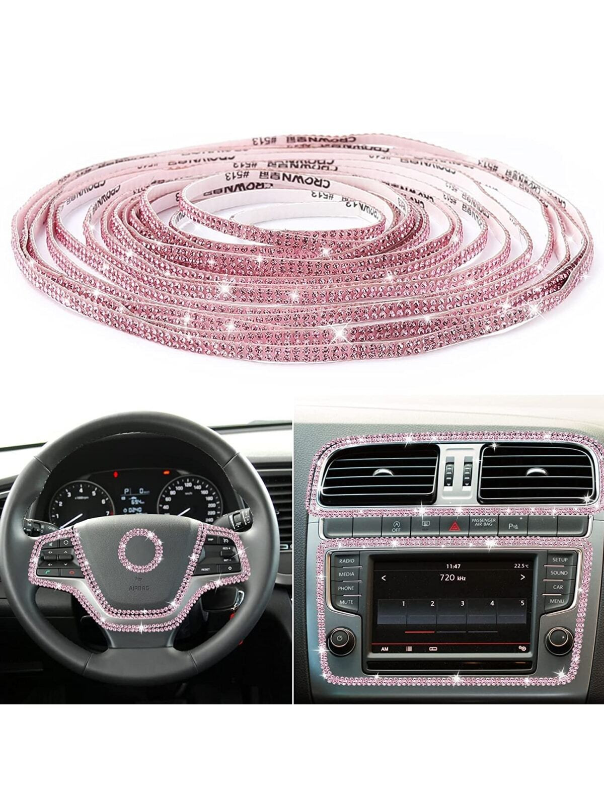 Accessoires De Décoration Intérieure Et Extérieure Pour Voiture Avec Strass En Cristal Auto-adhésif Pour Femmes, Ornements De Tableau De Bord Ou Autocollants De Strass, À Faire Soi-même Ou Comme Décoration De La Maison De Voiture - 19764105