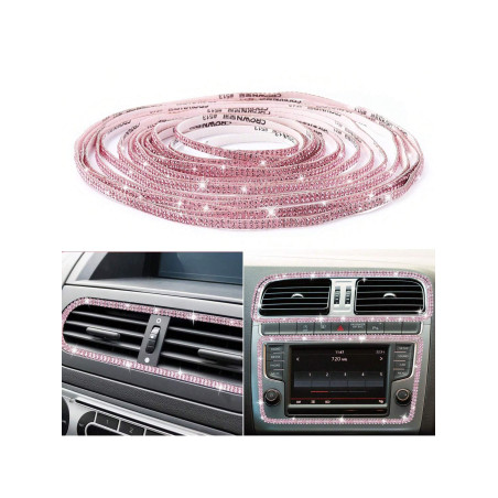 1 pièce Bande décorative incrusté de diamant pour voiture DIY, décoration automobile auto-adhésive, accessoires de voiture à strass pour femmes, décor ratif de tableau de bord de voiture avec strass - 41910175