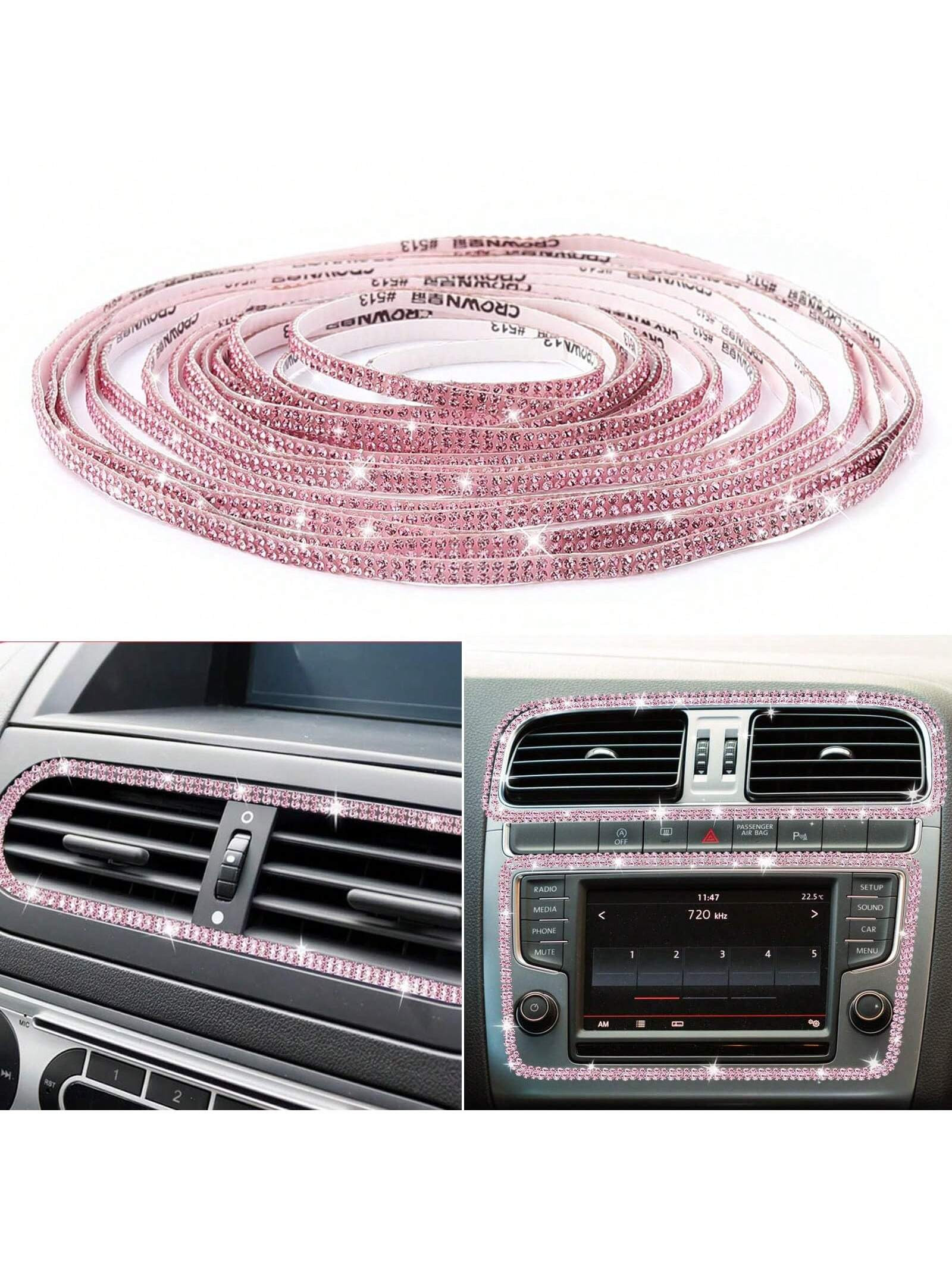 1 pièce Bande décorative incrusté de diamant pour voiture DIY, décoration automobile auto-adhésive, accessoires de voiture à strass pour femmes, décor ratif de tableau de bord de voiture avec strass - 41910175