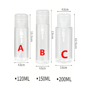 1 pièce Bouteille à pompe de récipient cosmétique transparent 120 ml/150 ml/200 ml : parfait pour le démaquillant, le tonique facial et l'organisation de la lotion pour les déplacements - 40633236