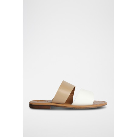 Mules en cuir D Sozy - Beige et blanc - 02 - 32903172